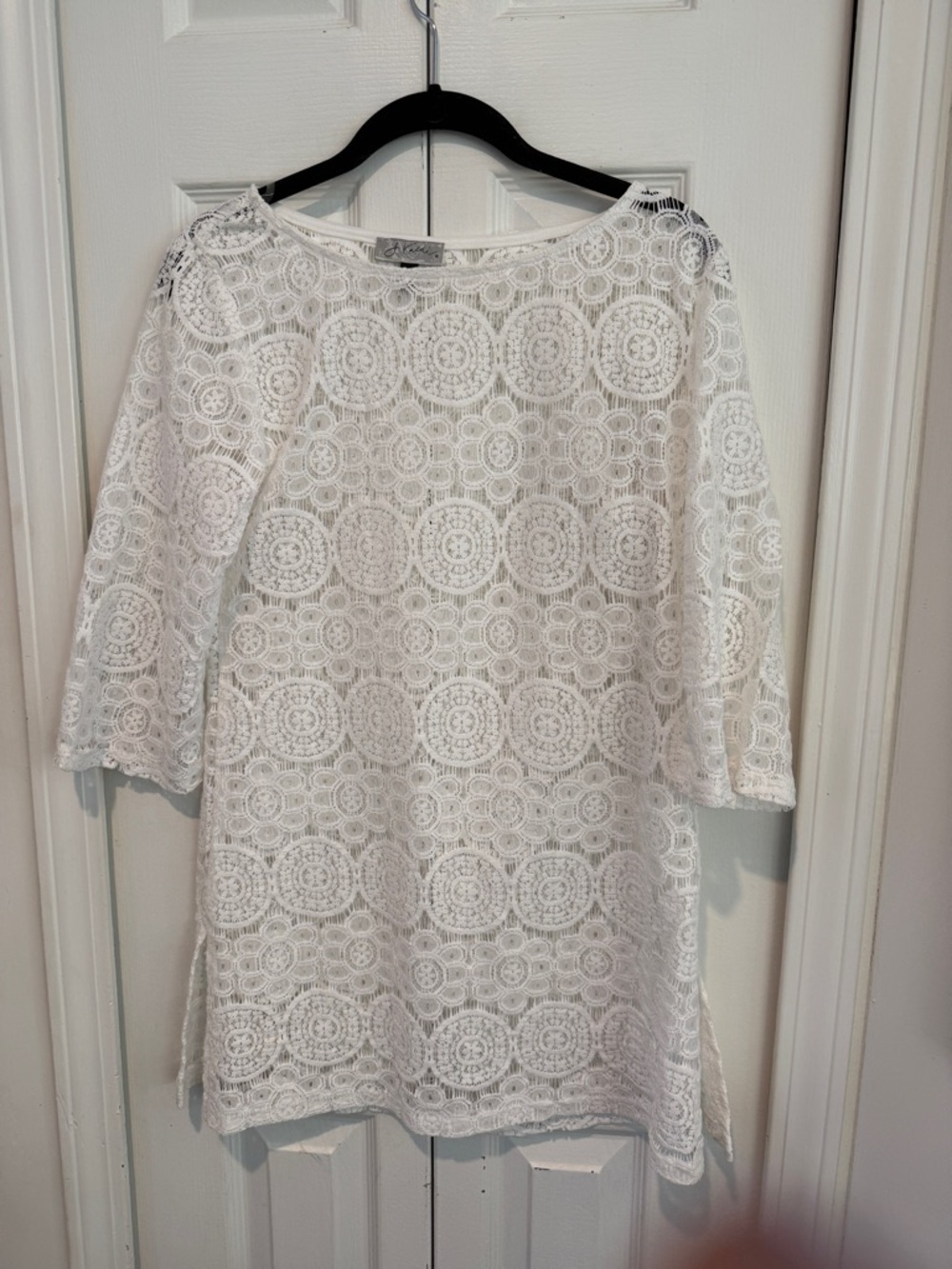 White Lace Crochet Tunic Top - Women's Elegant Cover Up
